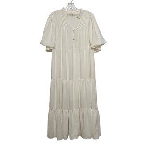 Entro Tiered Peasant Maxi Dress S White‎ Cottagecore Romantic Coquette Ren Faire
